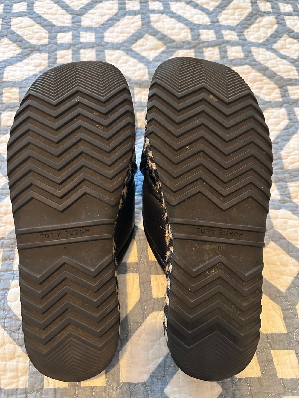 Tory Burch Black Leather Slide Sandals with Braided Trim - Picture 3 of 3